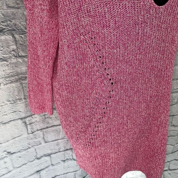 Express new with tags batwing plunging vneck knit sweater marble pink white M - Picture 4 of 11